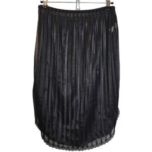 Vintage Sheer Stripe Lace Trim Half Slip skirt Black Small Sexy Romantic